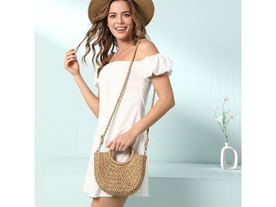 Bolsa de Palha Colorida Cesta de Praia Tote Trançada Artesanal Malásia Bolsas Mexicanas