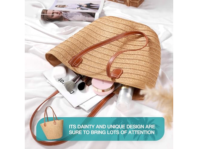 Bolsa de Palha com Tampa com Milho Alimentício Laços Falsos Bolsas Boho Eco para Palhas Juta Crianças