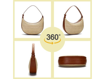 Bolsa de Palha Dobrável Cosmética de Grande Tamanho Cilindro Bolsas de Crochê Circulares com Relevo