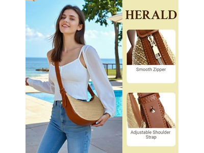 Bolsa de Palha Dobrável Cosmética de Grande Tamanho Cilindro Bolsas de Crochê Circulares com Relevo