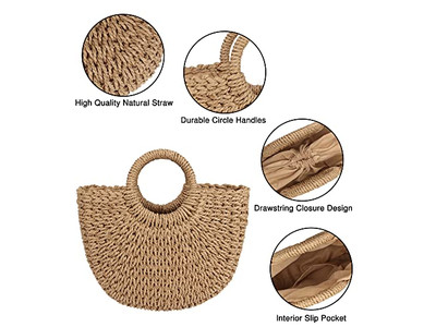 Bolsa de Palha Promocional de Fabricação Própria em Rattan e Bolsas de Crochê