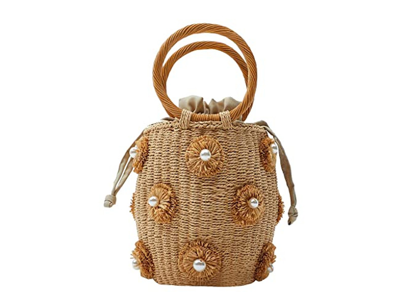 Bolsas de Palha Estampadas Bolsa Reciclada de Algas Marinhas Compras Camboja Conjunto de Chapéus Material