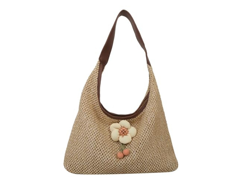 Bolsas de Mão de Palha Raffia Feitas Bolsa de Verão Com Zíper Tote de Praia Macio