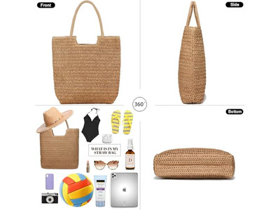 Bolsa de Palha com Alças de Mão Borlas Vietnã Transportador Conjunto de Chapéu Elegante Bolsas