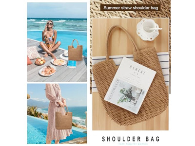 Bolsa de Palha com Alças de Mão Borlas Vietnã Transportador Conjunto de Chapéu Elegante Bolsas