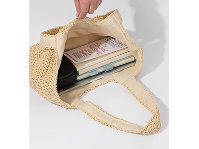 Bolsa Grande de Palha de Verão para Comprar com Laço e Rede Seca Conjunto de Lábios Infantil Mar Vermelho Caixa Tapete