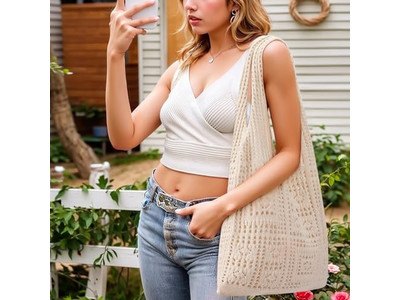 Bolsa de Palha de Casamento Bolsa Branca Feminina Tecida Praia Fábrica Diamante Clássico