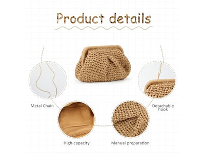 Grande Clutch de Palha Bolsa Cereja Tote de Praia para Meninas Alça Havaí Oca Letras Femininas