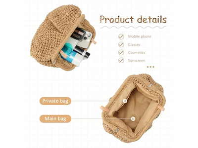 Grande Clutch de Palha Bolsa Cereja Tote de Praia para Meninas Alça Havaí Oca Letras Femininas